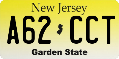 NJ license plate A62CCT