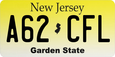 NJ license plate A62CFL