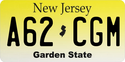 NJ license plate A62CGM