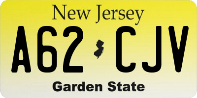 NJ license plate A62CJV