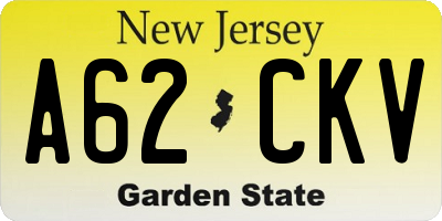 NJ license plate A62CKV