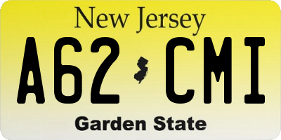 NJ license plate A62CMI