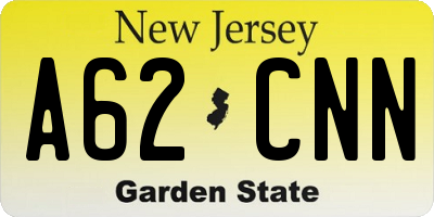 NJ license plate A62CNN