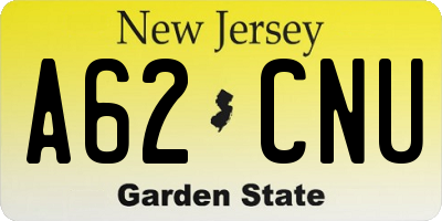 NJ license plate A62CNU