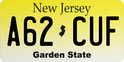 NJ license plate A62CUF