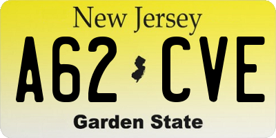 NJ license plate A62CVE