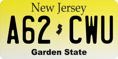 NJ license plate A62CWU