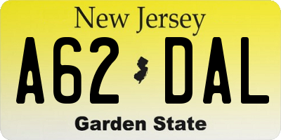 NJ license plate A62DAL