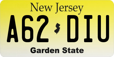NJ license plate A62DIU