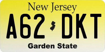 NJ license plate A62DKT
