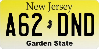 NJ license plate A62DND
