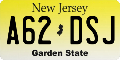 NJ license plate A62DSJ