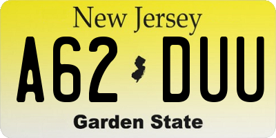 NJ license plate A62DUU