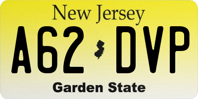 NJ license plate A62DVP