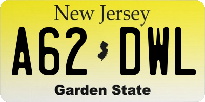 NJ license plate A62DWL