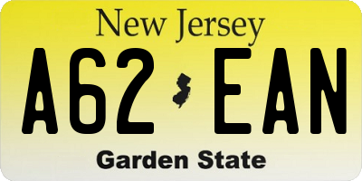 NJ license plate A62EAN