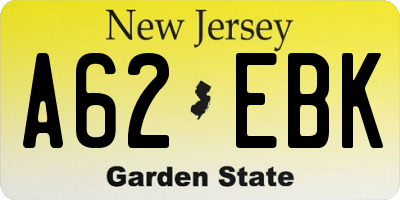 NJ license plate A62EBK
