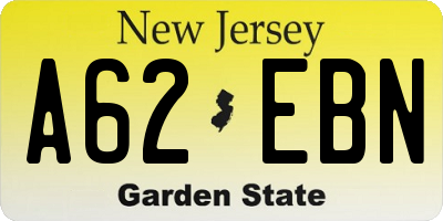 NJ license plate A62EBN