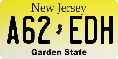 NJ license plate A62EDH