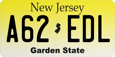 NJ license plate A62EDL
