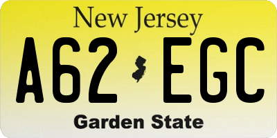 NJ license plate A62EGC