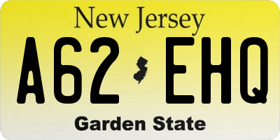 NJ license plate A62EHQ