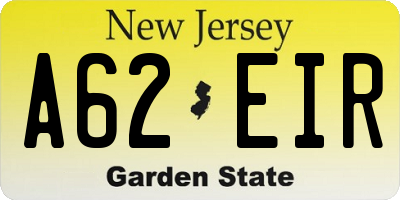 NJ license plate A62EIR