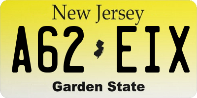 NJ license plate A62EIX