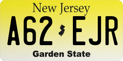 NJ license plate A62EJR