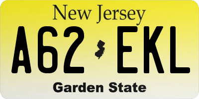 NJ license plate A62EKL