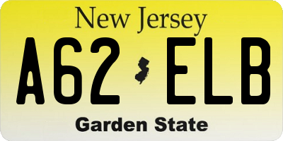 NJ license plate A62ELB