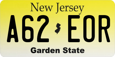 NJ license plate A62EOR