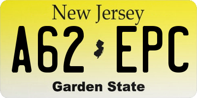 NJ license plate A62EPC