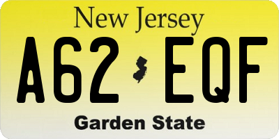 NJ license plate A62EQF