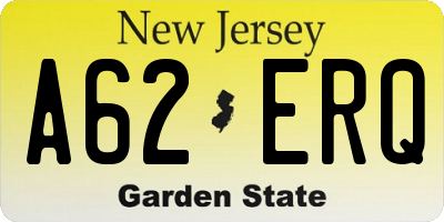 NJ license plate A62ERQ