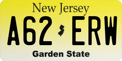 NJ license plate A62ERW