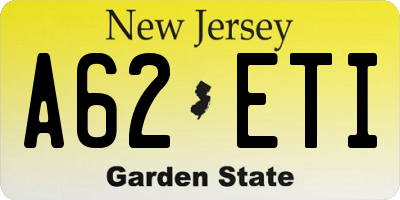 NJ license plate A62ETI