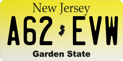 NJ license plate A62EVW