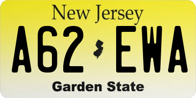 NJ license plate A62EWA
