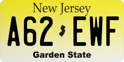 NJ license plate A62EWF