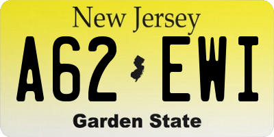 NJ license plate A62EWI