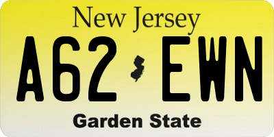 NJ license plate A62EWN