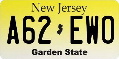 NJ license plate A62EWO