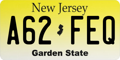 NJ license plate A62FEQ