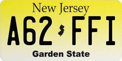 NJ license plate A62FFI