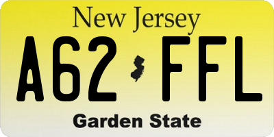 NJ license plate A62FFL
