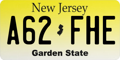NJ license plate A62FHE
