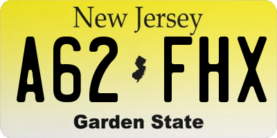 NJ license plate A62FHX