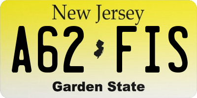 NJ license plate A62FIS