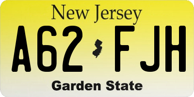 NJ license plate A62FJH